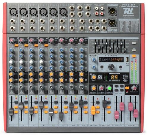 Power Dynamics PDM-S1203 Stage Mixer 12-Kanaals  DSP/MP3- US, Muziek en Instrumenten, Dj-sets en Draaitafels, Nieuw, Verzenden