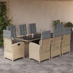vidaXL 9-delige Tuinset met kussens poly rattan gemengd, Tuin en Terras, Nieuw, 8 zitplaatsen, Tuinset, Verzenden