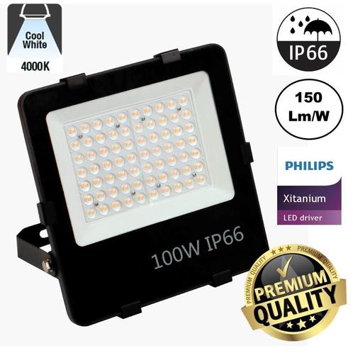LED Schijnwerper 100 Watt | 4000K | Philips LED Driver, Tuin en Terras, Buitenverlichting, Waterbestendig, Led, Netvoeding, 50 tot 250 watt