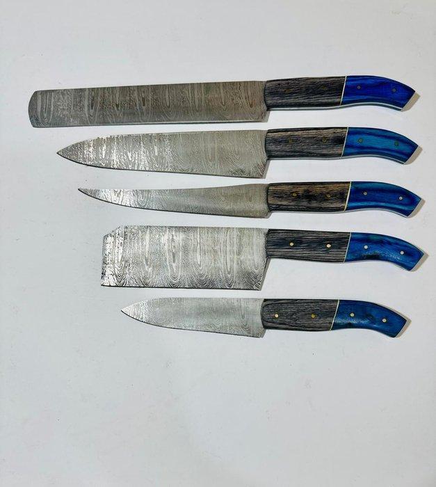 Keukenmes - Keukenmessenset (0249) - Exotisch houten handvat, Antiek en Kunst, Antiek | Keukenbenodigdheden