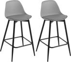 Klihome 2x Barkruk - Barstoel - Rugleuning - Grijs, Verzenden, Nieuw