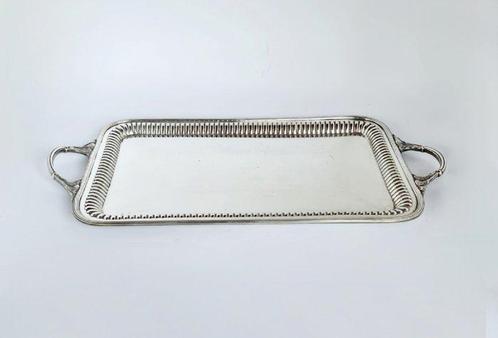 Dienblad - 56 cm grote en zware antieke zilverkleurige, Antiek en Kunst, Antiek | Meubels | Tafels