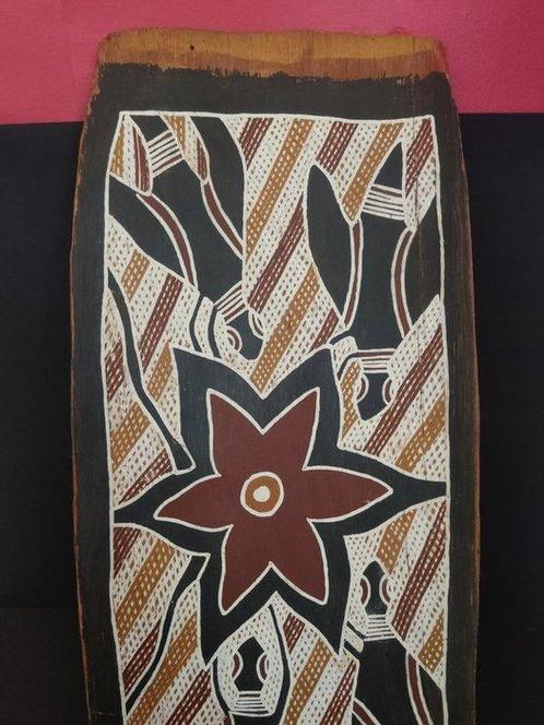Schildering op boombast 63 cm - Aboriginal - Australië, Antiek en Kunst, Kunst | Niet-Westerse kunst