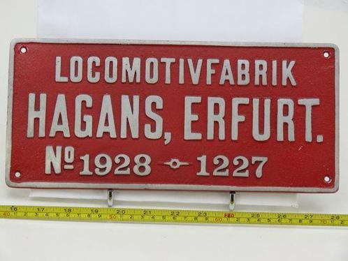 EisenbahnSchild Locomotivfabrik Hagans, Erfurt No 1928 -..., Verzamelen, Spoorwegen en Tramwegen, Nieuw, Ophalen of Verzenden