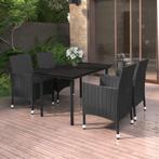vidaXL 5-delige Tuinset met kussens poly rattan en glas, 4 zitplaatsen, Nieuw, Tuinset, Verzenden