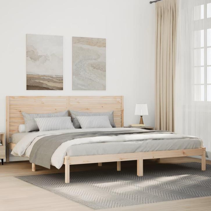 vidaXL Bedframe extra lang zonder matras massief hout, Huis en Inrichting, Slaapkamer | Bedden, Bruin, Nieuw, Hout, Tweepersoons