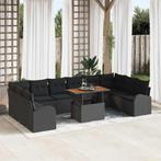 vidaXL Tuin Sofa Set met kussen 11 pcs Zwart, Tuin en Terras, Verzenden, Nieuw, Rotan