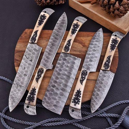 Keukenmes - Chefs knife - Beender met gravure en, Antiek en Kunst, Antiek | Keukenbenodigdheden