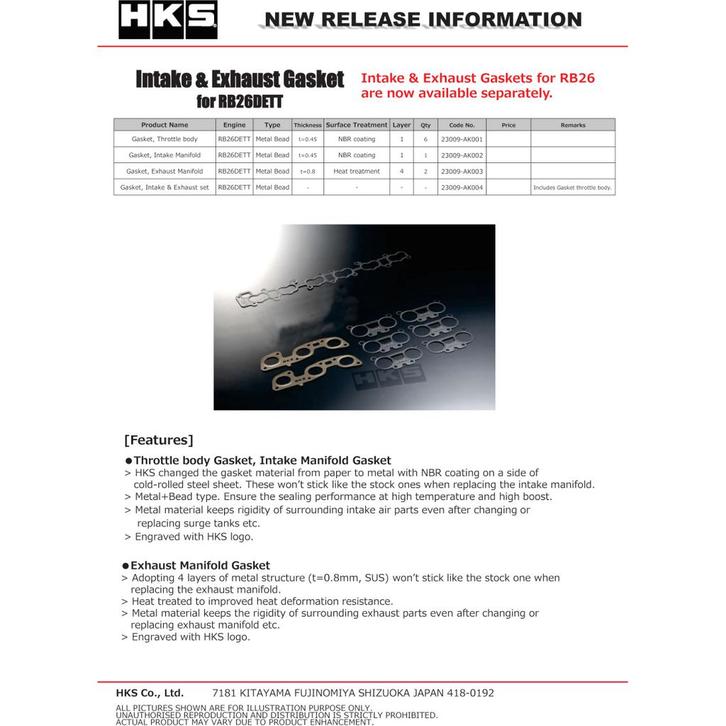 HKS RB26DETT Exhaust Manifold Gasket, Auto-onderdelen, Motor en Toebehoren, Ophalen of Verzenden
