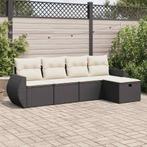 vidaXL 5-delige Loungeset met kussens poly rattan zwart, Tuin en Terras, Tuinsets en Loungesets, 5 zitplaatsen, Nieuw, Loungeset