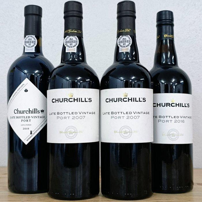 2007 , 2016 e 2019 Churchills - Late Bottled Vintage Port -, Verzamelen, Wijnen