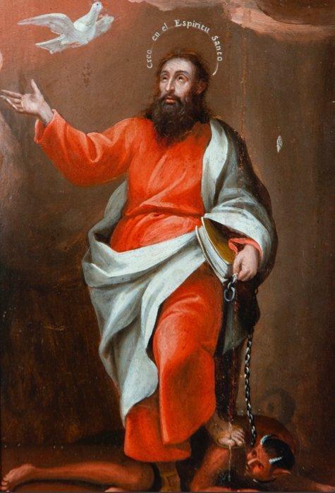 Escuela colonial (XVIII) - San Saturnino sometiendo al, Antiek en Kunst, Kunst | Schilderijen | Klassiek