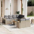 vidaXL 11-delige Tuinset met kussens poly rattan beige, Verzenden, Nieuw, Rotan, Tuinset