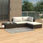 vidaXL 4-delige Loungeset met kussens poly rattan bruin, Tuin en Terras, Verzenden, Nieuw, Rotan, Loungeset