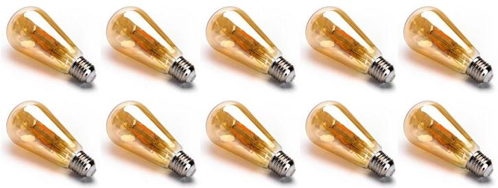 Kooldraadlamp - 10 stuks - E27 Edison ST64 - amber glas  | L, Huis en Inrichting, Lampen | Overige, Nieuw, Verzenden