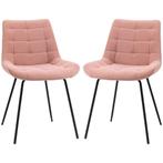 eetkamerstoel - RetroLiving - fluwelen bekleding - roze, Huis en Inrichting, Stoelen, Ophalen of Verzenden, Nieuw, Stof, Modern