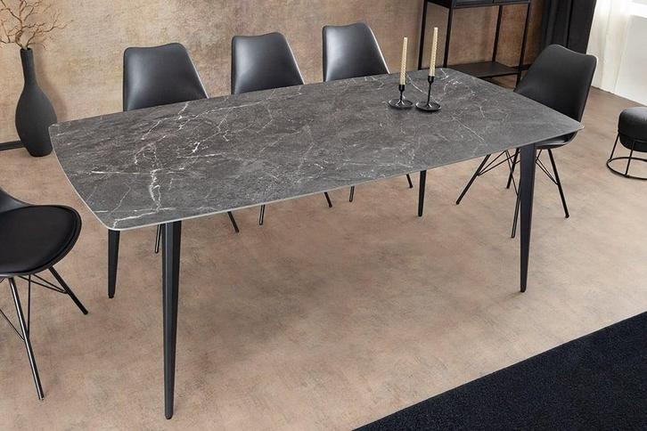 Moderne eettafel MILANO 160 cm antraciet keramiek zwarte, Huis en Inrichting, Tafels | Eettafels, Ophalen of Verzenden