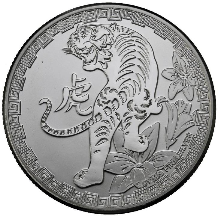 Lunar - Year of the Tiger (New Zealand) 1 oz 2022, Postzegels en Munten, Munten | Oceanië, Losse munt, Zilver, Verzenden
