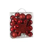 Plastic Kerstballen Set met Piek - 40 Stuks - Ø8 cm - Rood, Diversen, Verzenden, Nieuw