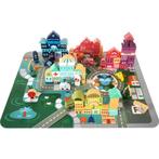 100-delige Houten blokken - Met vloerpuzzel Stad - Met 6, Kinderen en Baby's, Speelgoed | Houten speelgoed, Ophalen of Verzenden