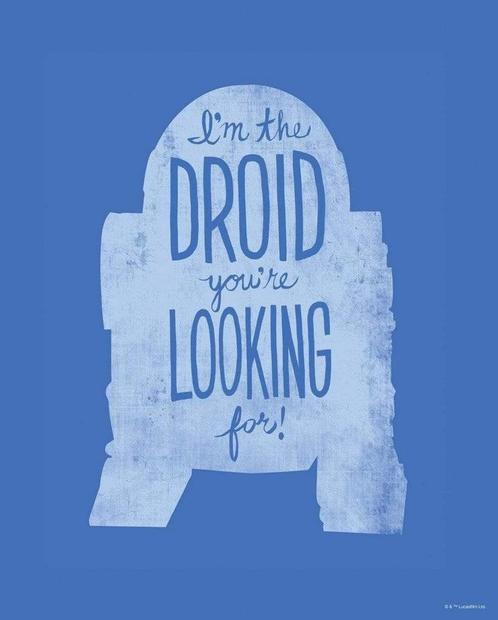 Kunstdruk Star Wars Silhouette Quotes R2D2 40x50cm, Huis en Inrichting, Woonaccessoires | Schilderijen, Tekeningen en Foto's, Nieuw