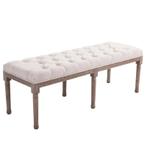 TRUUSK Gestoffeerde Lounge Kruk Vintage Retro Beige - Met Kn, Verzenden, Nieuw