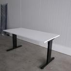Inbus instelbaar bureau, 140x80cm, Zwart onderstel, wit blad, Ophalen of Verzenden, Gebruikt, Bureau