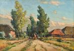 Henk van Leeuwen (1890-1972) - Paard en wagen op de dorpsweg, Antiek en Kunst