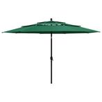 vidaXL Parasol 3-laags met aluminium paal 3,5 m groen, Verzenden, Nieuw, 3 tot 4 meter