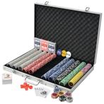 Pokerset met 1000 laser chips aluminium (Poker artikelen), Verzamelen, Speelkaarten, Jokers en Kwartetten, Nieuw, Verzenden