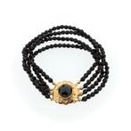 Glaskralen armband met gouden slot; Antiek | 18,5 cm, Sieraden, Tassen en Uiterlijk, Armbanden, Gebruikt, Overige kleuren, Ophalen of Verzenden