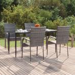 vidaXL 5-delige Tuinset poly rattan grijs, 4 zitplaatsen, Nieuw, Tuinset, Verzenden