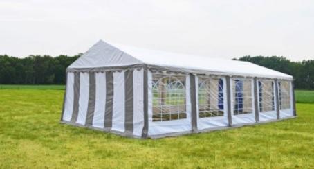 Classic Plus Feest-tent PVC 4x10x2 mtr in Wit-Grijs, Tuin en Terras, Partytenten, Nieuw, Verzenden