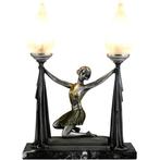 Art Deco H. 42 cm. - Emile Carlier - Lamp - Glas, Marmer,, Antiek en Kunst