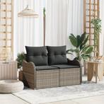 vidaXL Tuinbank 2-zits met kussens poly rattan grijs, Tuin en Terras, Tuinsets en Loungesets, Verzenden, Nieuw, Rotan