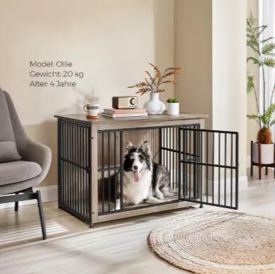 Houten Hondenbench met Bijzettafel – Dubbele Deur, Modern, Dieren en Toebehoren, Hondenhokken, Nieuw, Verzenden