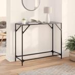 vidaXL Wandtafel met zwart glazen blad 98x35x81 cm staal, Verzenden, Nieuw, Metaal, 50 tot 100 cm