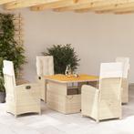 vidaXL 5-delige Tuinset met kussens poly rattan beige, 4 zitplaatsen, Nieuw, Tuinset, Verzenden