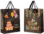 Geschenktasje happy birthday met glitter 26x32x10 cm 2, Ophalen of Verzenden, Nieuw