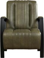 Olijfgroene leren industriële stalen fauteuils - Granada le, Nieuw, Ophalen of Verzenden, Industrieel, 50 tot 75 cm