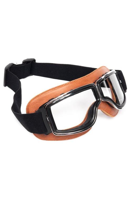 Goggles Motor Skibril Bril Bruin Montuur Heldere Glazen Pilo, Kleding | Heren, Carnavalskleding en Feestkleding, Nieuw, Overige maten