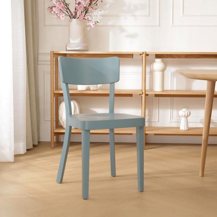 Fameg houten eetkamerstoel | Op voorraad | Schoolstoel, Huis en Inrichting, Stoelen, Eén, Blauw, Nieuw, Hout, Verzenden