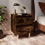 vidaXL Nachtkastje met houten poten 40x35x50 cm gerookt