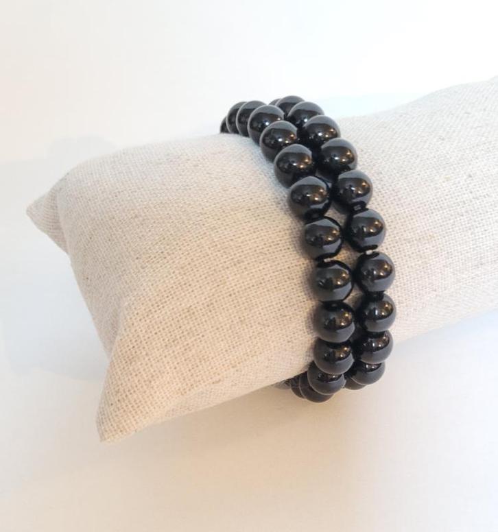Zwarte Toermalijn armband 8mm, Sieraden, Tassen en Uiterlijk, Edelstenen, Ophalen of Verzenden