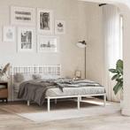 vidaXL Bedframe met hoofdbord metaal wit 135x190 cm, Huis en Inrichting, Slaapkamer | Bedden, Verzenden, Wit, 190 cm of minder