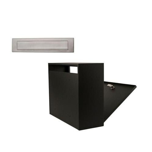 Combipack RVS briefplaat en zwarte postopvangkast, Tuin en Terras, Brievenbussen, Nieuw, Verzenden