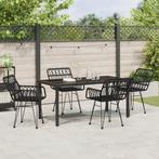 vidaXL 5-delige Tuin Eettafel Set Zwart Poly Rattan, Verzenden, Nieuw, Rotan