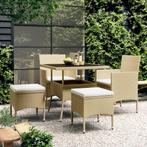 vidaXL 5-delige Loungeset poly rattan beige, 4 zitplaatsen, Nieuw, Loungeset, Verzenden