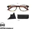 Leesbril op sterkte, houtlook pootjes, panter frame, Nieuw
