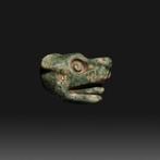 Mixteca, Mexico Jade Hangende kop van een jaguar. 1200 -, Antiek en Kunst